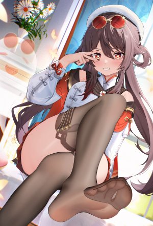 radoremo,胡桃,原神,汉服,眼镜,看穿,掀裙,丝袜