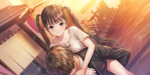 安住菜菜花,岸田メル,蔚蓝反射_灿,貧乳,黑发,breasts,茶发,游戏CG,灯笼,长发,学校制服,衬衫,双马尾,超长发