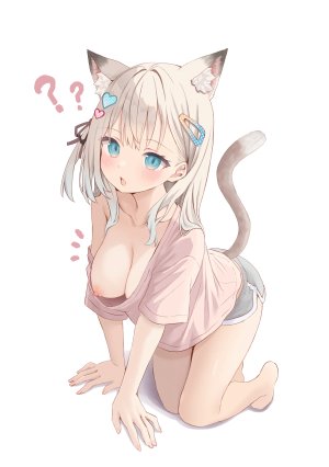 akino_ell,兽耳,breasts,猫耳,nipples,No-Bra,露点