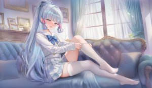 poi氵,女孩子,原神,GenshinImpact,少女,魅惑的大腿,神里綾華,大腿,脚指,白丝