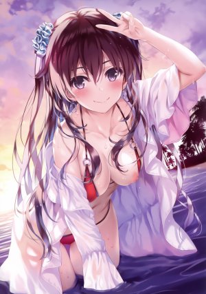 深崎暮人,悠月柑奈,COMIC阿吽,水着,breasts,nipples,开衫,看穿,泳装,湿身