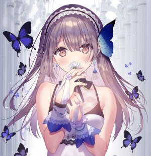 原创,necömi,长发,single,長身像,脸红,视线正对,前发,茶发,露肩,棕色眼,holding