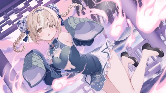 yoshinoryo,sakuraba_oto,独立虚拟YouTuber,汉服,No-Bra,掀裙