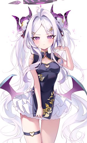 nyaruin,空崎日奈,蔚蓝档案,汉服,恶魔,garter,光晕,翅膀