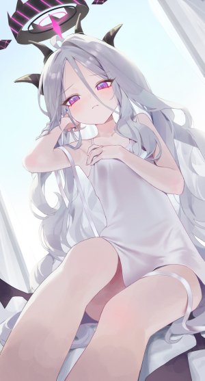 davo221020,空崎日奈,蔚蓝档案,恶魔,连衣裙,光晕,horns,萝莉,掀裙,翅膀