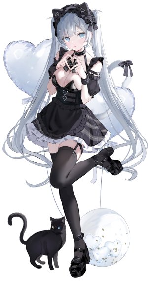 haruhiruri,兽耳,garter,高跟鞋,猫,猫耳,No-Bra,长筒袜,丝袜