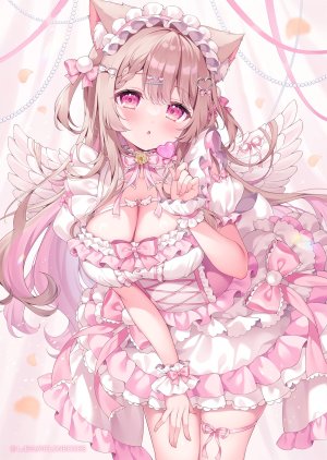 シオノ,兽耳,garter,萝裙,猫耳,No-Bra,翅膀