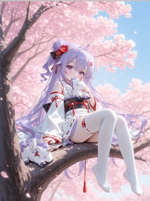 砂糖酱愿你来生幸福,美少女,萝莉,白丝,狐耳,少女,猫耳,兽耳,白发,独角兽,碧蓝航线,AI生成图