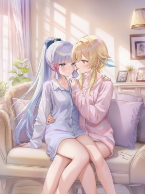 poi氵,神里綾華,女孩子,少女,百合,GenshinImpact,原神,萤（原神）,魅惑的大腿