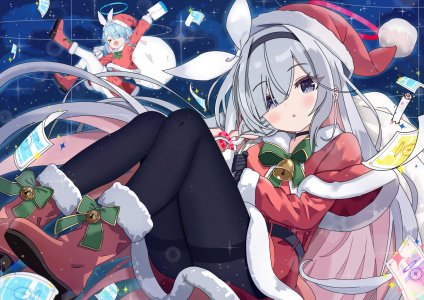 阿洛娜,普拉娜,蔚蓝档案,Masushi_Masashi,铃,青发,项圈,全身,holding,视线正对,裤袜,缎带,白发