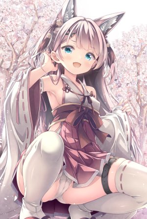 RYO,兽耳,cameltoe,erect_nipples,garter,萝莉,巫女,胖次,掀裙,丝袜