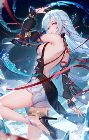 lightria,shenhe,原神,garter,No-Bra