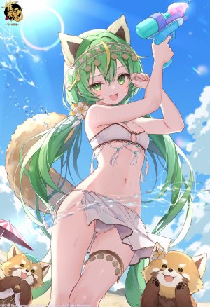 samayoi,雀魂,兽耳,水着,garter,萝莉,掀裙,泳装