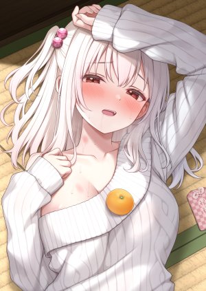 karutamo,tissue-chan,areola,No-Bra,针织衫