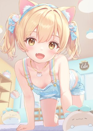 夕奈れぶん,兽耳,萝莉,猫耳,No-Bra