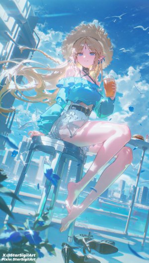 StarSigilArt,WutheringWaves,鸣潮,Cartethyia,鳴潮,插画,カルテジア,海,清凉感,AIイラスト