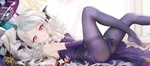 yaomiaomiao,空崎日奈,蔚蓝档案,恶魔,连衣裙,光晕,萝莉,No-Bra,裤袜,掀裙,翅膀