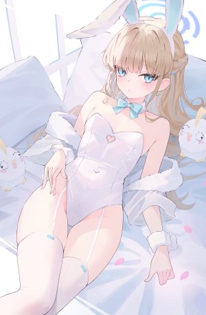 minl,飞鸟马时,蔚蓝档案,兽耳,兔耳,兔女郎,光晕,萝莉,No-Bra,长筒袜,丝袜