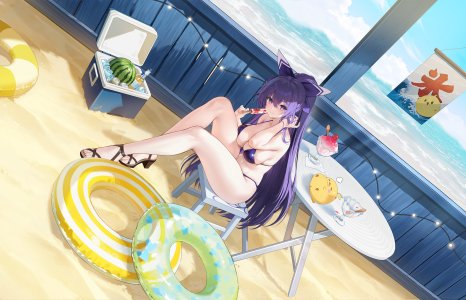 Manjuu,夜刀神十香,碧蓝航线,DATE·A·LIVE,水着,高跟鞋,泳装