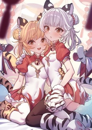 yellowpaint.,碧蓝幻想,兽耳,汉服,猫耳,丝袜