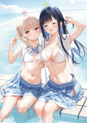 mignon,水着,看穿,制服,泳装,湿身,百合