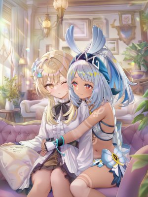 poi氵,玛拉妮,原神,GenshinImpact,荧,萤（原神）,女孩子,百合,魅惑的大腿,少女