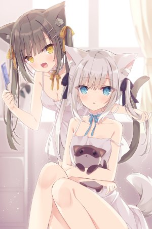 hoshi,kohaku,mashiro,兽耳,连衣裙,猫耳,No-Bra,夏装