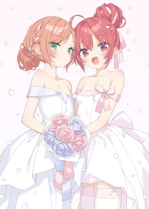 peko,葉月ワトラ,水無月サラミ,连衣裙,No-Bra,长筒袜,丝袜,婚纱