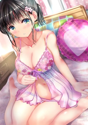 緒方てい,cleavage,lingerie,胖次,panty_pull