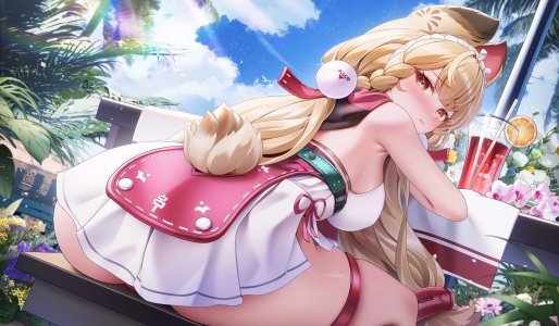 lingse,爱丽丝·泰姆菲尔德,绝区零,兽耳,水着,兔耳,garter,掀裙,泳装