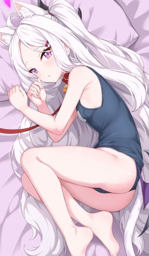 enru,空崎日奈,蔚蓝档案,兽耳,恶魔,光晕,horns,猫耳,死库水,泳装,翅膀