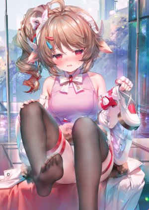 鬼針草,ardelia,明日方舟,arknights:_endfield,兽耳,garter,horns,胖次,看穿,掀裙,长筒袜,丝袜