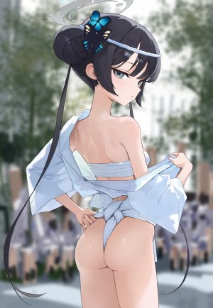 toi1et_paper,龙华妃咲,蔚蓝档案,光晕,和服,萝莉,脱衣