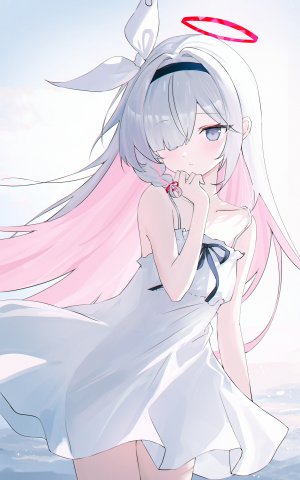 アサハル,阿洛娜,普拉娜,蔚蓝档案,连衣裙,光晕,看穿,掀裙,夏装