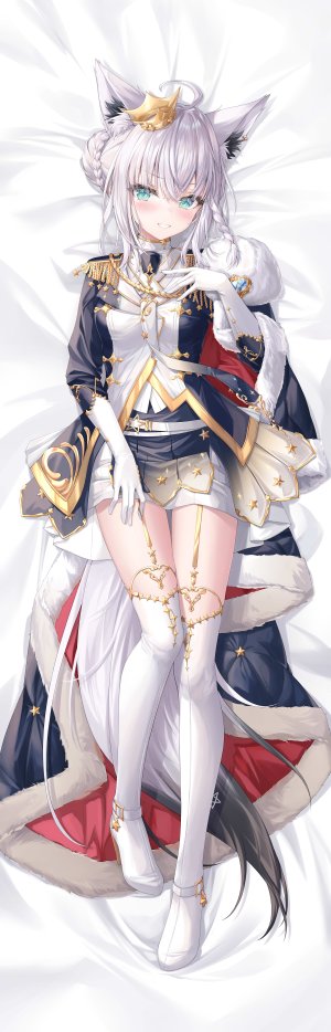 白上フブキ,Hololive,紫月瑠璃,兽耳,breasts,狐娘,Vtuber,抱枕