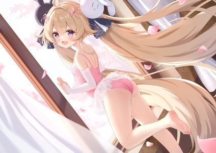 阿蒂利奥,碧蓝航线,浅痕,金发,breasts,樱花,手套,长发,视线正对,開口,花瓣,短裙,笑顔,single,双马尾,超长发