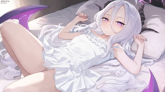 空崎日奈,蔚蓝档案,cameltoe,恶魔,连衣裙,光晕,horns,萝莉,No-Bra,胖次,掀裙,翅膀