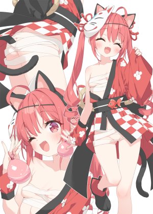 peko,葉月ワトラ,兽耳,绷带,和服,萝莉,猫耳,nopan,掀裙