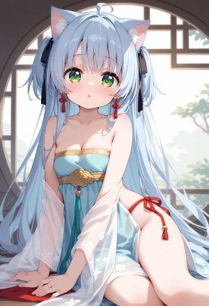 桜醉瓜,pixivGlowEffect,萝莉,猫耳,双马尾,R-18,少女,女孩子,可爱,墨幽兰,汉服,AI生成图