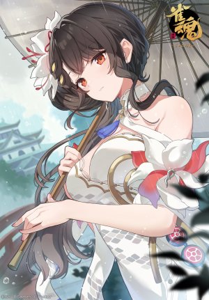 gye_sujung,hua_yubai,雀魂,汉服,No-Bra,雨伞