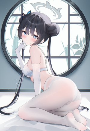 アサハル,龙华妃咲,蔚蓝档案,bra,光晕,萝莉,胖次,裤袜,看穿