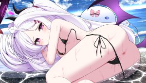 otakummm,空崎日奈,蔚蓝档案,areola,水着,恶魔,光晕,萝莉,panty_pull,猫咪,泳装,uncensored,翅膀