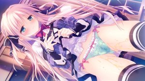 西園寺風莉,少女＊领域,馆川まこ,黑丝,金发,脸红,领结,三股辫,breasts,连衣裙,游戏CG,绿色眼,长发,胖次,学校制服,single,丝袜,下着,湿身