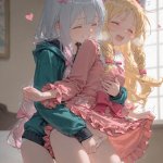 NFFA,和泉纱雾,山田妖精,埃罗芒阿老师,银发,金发,百合,萝莉,贫乳,发饰,裸足,AI生成图,uncensored